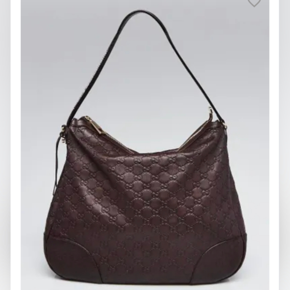 Original Guccissima Dark Brown Leather Bree Hobo Bag